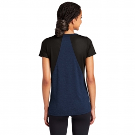 Sport-Tek LST465 Ladies Endeavor Tee - Dark Royal Heather/Black