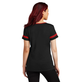 Sport-Tek LST6041 Ladies Halftime Notch Neck Tee - Black/Deep Red