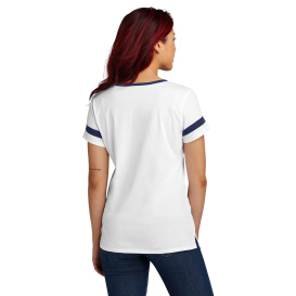 Sport-Tek LST6041 Ladies Halftime Notch Neck Tee - White/True Navy