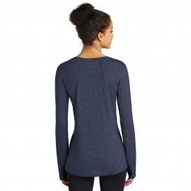 Sport-Tek LST710 Ladies Exchange 1.5 Long Sleeve Crew Tee - Dark Denim Heather