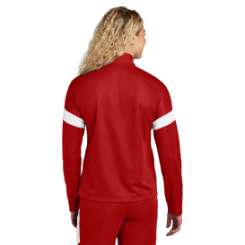 Sport-Tek LST800 Ladies Sport-Wick Fleece Full-Zip Jacket - Deep Red/White