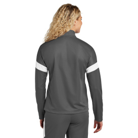 Sport-Tek LST800 Ladies Sport-Wick Fleece Full-Zip Jacket - Iron Grey/White