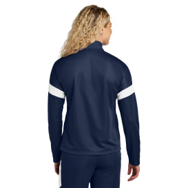 Sport-Tek LST800 Ladies Sport-Wick Fleece Full-Zip Jacket - True Navy/White