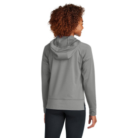Sport-Tek LST856 Ladies Sport-Wick Stretch 1/2-Zip Hoodie - Charcoal Grey