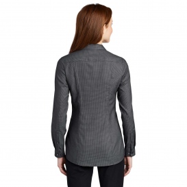 Port Authority LW645 Ladies Pincheck Easy Care Shirt - Black/Grey Steel