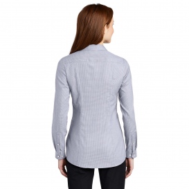 Port Authority LW645 Ladies Pincheck Easy Care Shirt - Gusty Grey/White