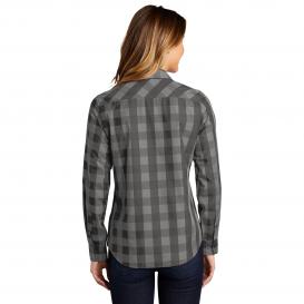 Port Authority LW670 Ladies Everyday Plaid Shirt - Shadow Grey