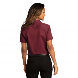 Port Authority LW809 Ladies Short Sleeve SuperPro React Twill Shirt - Burgundy