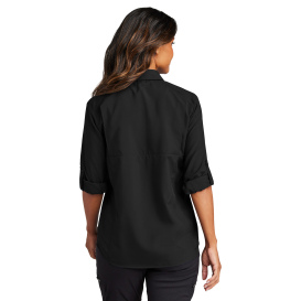 Port Authority LW960 Ladies Long Sleeve UV Daybreak Shirt - Deep Black
