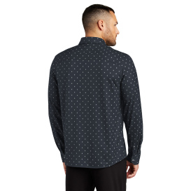 Mercer+Mettle MM1018 Long Sleeve Stretch Woven Shirt - Navy Geo Diamond