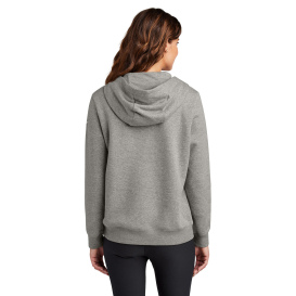 Nike NKFD9889 Ladies Club Fleece Sleeve Swoosh Pullover Hoodie - Dark Grey Heather