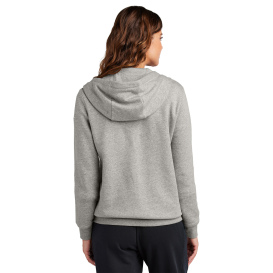 Nike NKFD9890 Ladies Club Fleece Sleeve Swoosh Full-Zip Hoodie - Dark Grey Heather