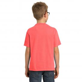 Port & Company PC099Y Youth Beach Wash Garment-Dyed Tee - Neon Coral