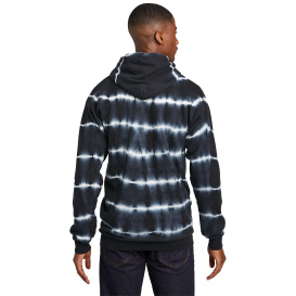 Port & Company PC143 Allover Stripe Tie-Dye Fleece - Black/White