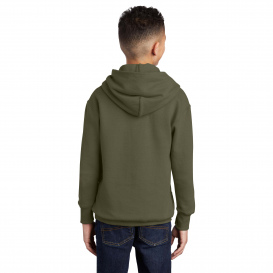 Port & Company PC78YH Youth Core Fleece Pullover Hooded Sweatshirt - Olive Drab Green