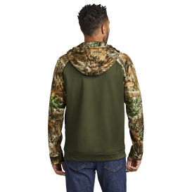 Russell Outdoors RU452 Realtree Performance Colorblock Full-Zip Hoodie - Olive Drab Green/Realtree Edge
