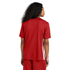 Sport-Tek ST101 Competitor United V-Neck - Deep Red/White