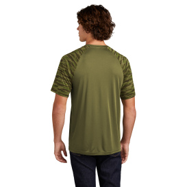 Sport-Tek ST376 Drift Camo Colorblock Tee - Olive Drab Green