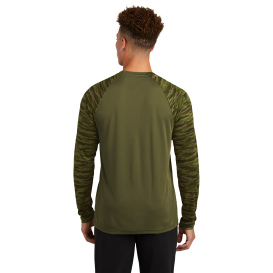 Sport-Tek ST376LS Drift Camo Colorblock Long Sleeve Tee - Olive Drab Green