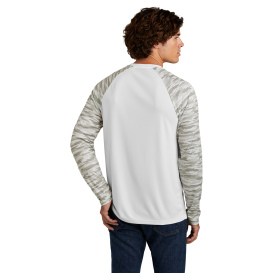Sport-Tek ST376LS Drift Camo Colorblock Long Sleeve Tee - White