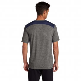 Sport-Tek ST410 PosiCharge Tri-Blend Wicking Draft Tee - True Navy/Dark Grey Heather