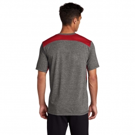 Sport-Tek ST410 PosiCharge Tri-Blend Wicking Draft Tee - True Red/Dark Grey Heather