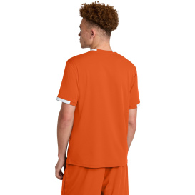 Sport-Tek ST440 Club Short Sleeve Crew - Deep Orange/White