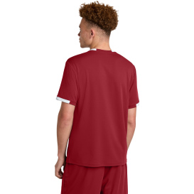 Sport-Tek ST440 Club Short Sleeve Crew - Deep Red/White