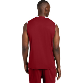 Sport-Tek ST441 Club Sleeveless V-Neck - Deep Red/White