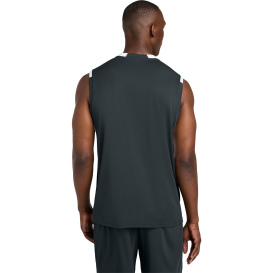 Sport-Tek ST441 Club Sleeveless V-Neck - Iron Gray/White