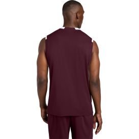 Sport-Tek ST441 Club Sleeveless V-Neck - Maroon/White