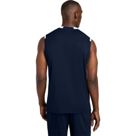 Sport-Tek ST441 Club Sleeveless V-Neck - True Navy/White