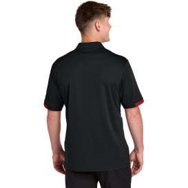 Sport-Tek ST444 Club Colorblock Polo - Black/Deep Red