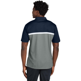 Sport-Tek ST741 UV Micropique Colorblock Polo - True Navy/Gray Concrete Heather/White