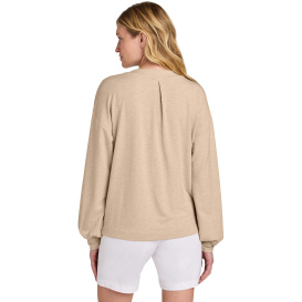 TravisMathew TM1LD009 Ladies Long Weekend V-Neck - Natural Heather