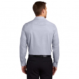 Port Authority W645 Pincheck Easy Care Shirt - Gusty Grey/White