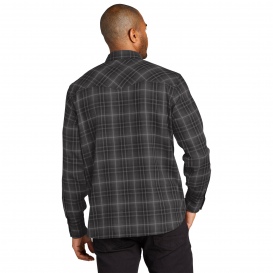 Port Authority W672 Long Sleeve Ombre Plaid Shirt - Deep Black
