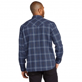 Port Authority W672 Long Sleeve Ombre Plaid Shirt - True Navy