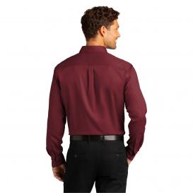 Port Authority W808 Long Sleeve SuperPro React Twill Shirt - Burgundy