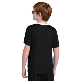 Sport-Tek YST100 Competitor United Crew - Black/White