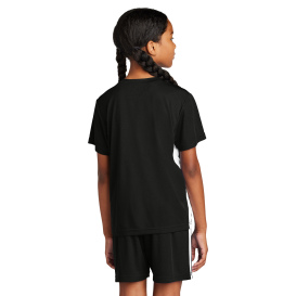 Sport-Tek YST101 Youth Competitor United V-Neck - Black/White