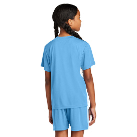 Sport-Tek YST101 Youth Competitor United V-Neck - Carolina Blue/White