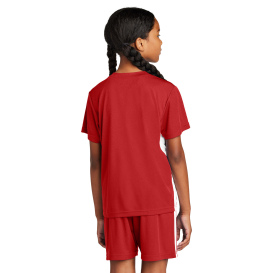 Sport-Tek YST101 Youth Competitor United V-Neck - Deep Red/White
