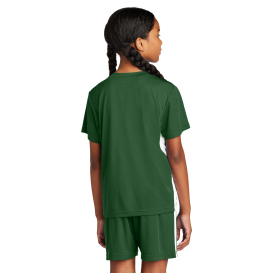 Sport-Tek YST101 Youth Competitor United V-Neck - Forest Green/White