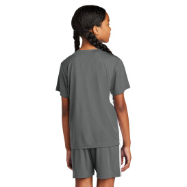 Sport-Tek YST101 Youth Competitor United V-Neck - Iron Grey/White