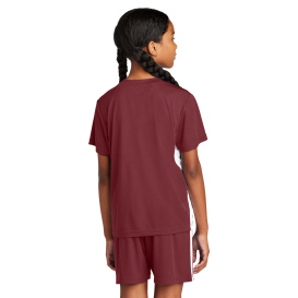 Sport-Tek YST101 Youth Competitor United V-Neck - Maroon/White