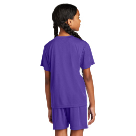 Sport-Tek YST101 Youth Competitor United V-Neck - Purple/White