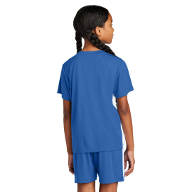 Sport-Tek YST101 Youth Competitor United V-Neck - True Royal/White