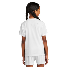 Sport-Tek YST101 Youth Competitor United V-Neck - White/Black