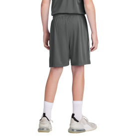 Sport-Tek YST103 Youth Competitor United 5" Shorts - Iron Grey/White